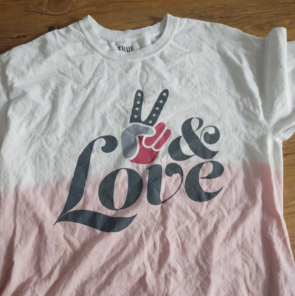 Peace & Love Pink Tshirt 1X women's